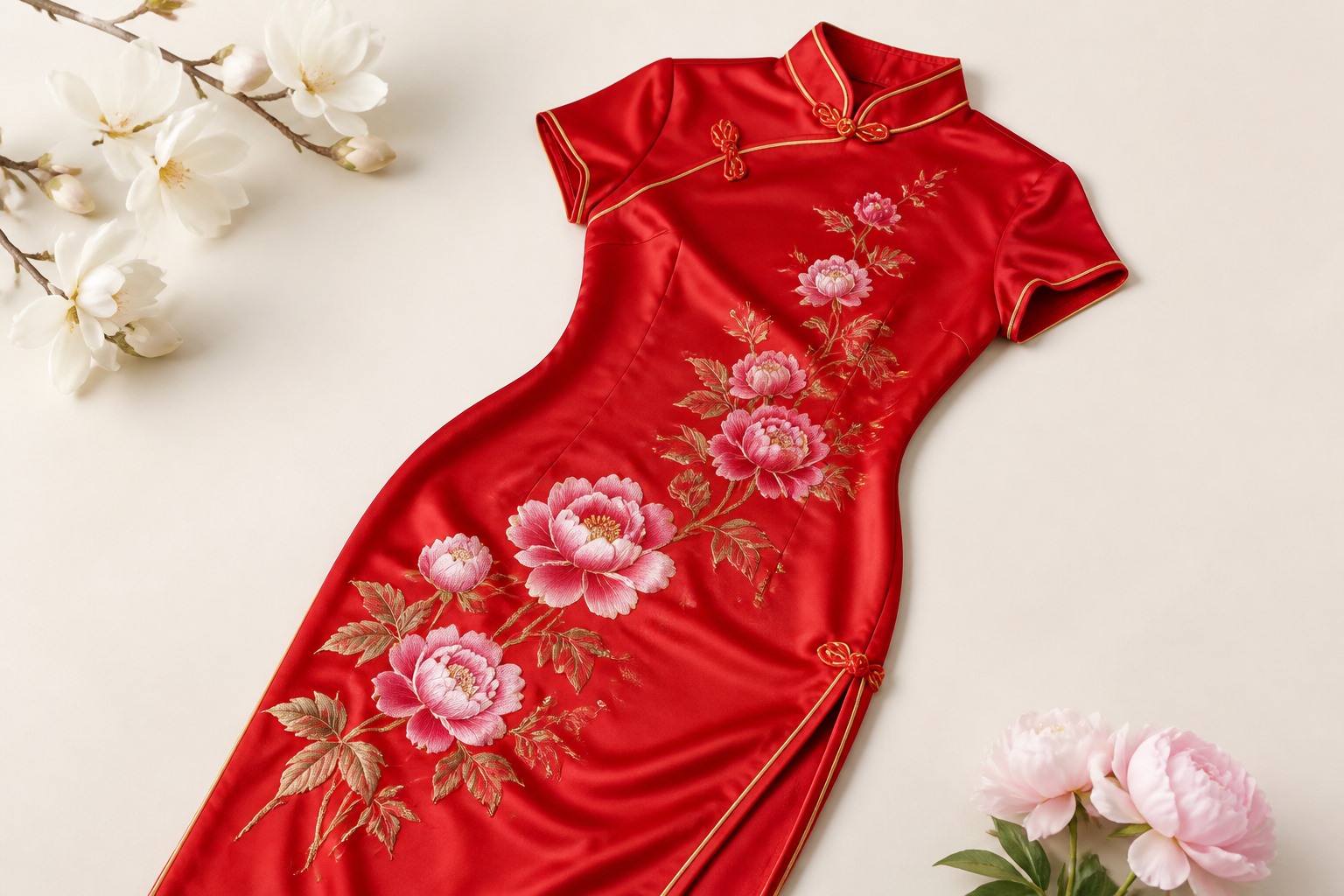 Embroidered Silk Cheongsam